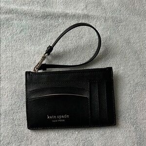 Kate Spade Black Leather Card Holder with key fob